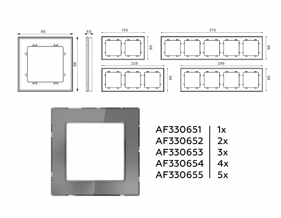 Рамка на 2 поста ambrella volt platos стекло органическое af330652