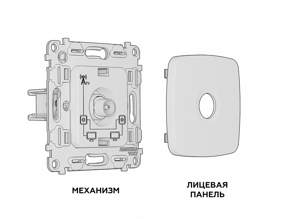 Тв-розетка проходная без рамки ambrella volt quant mo643030