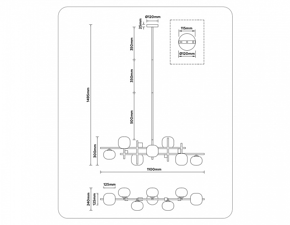 Люстра на штанге ambrella light lh lh51017