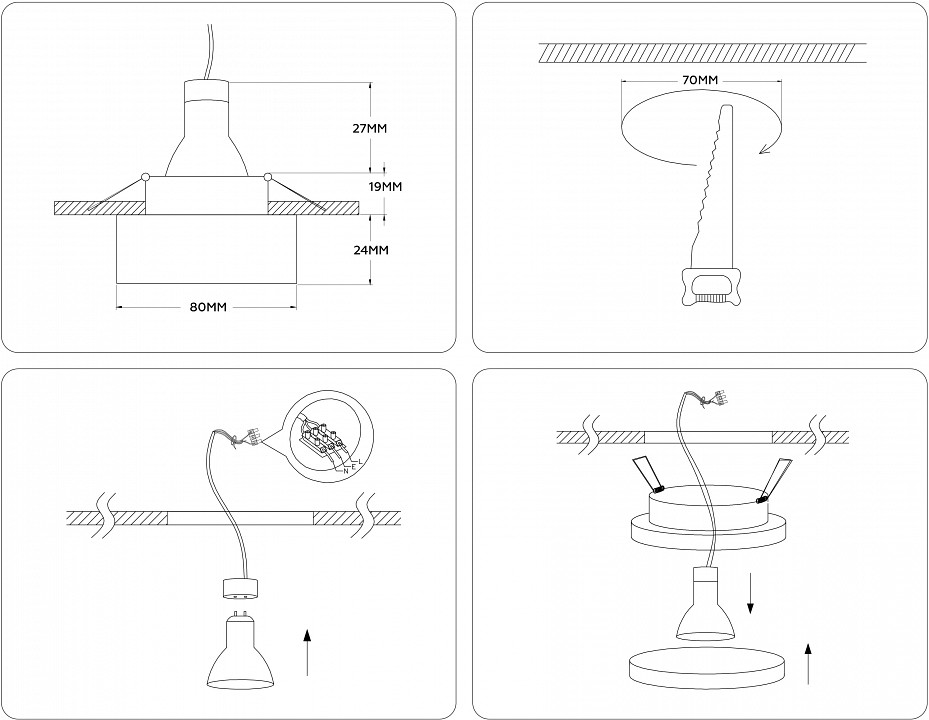 Встраиваемый светильник ambrella light tn tn3305