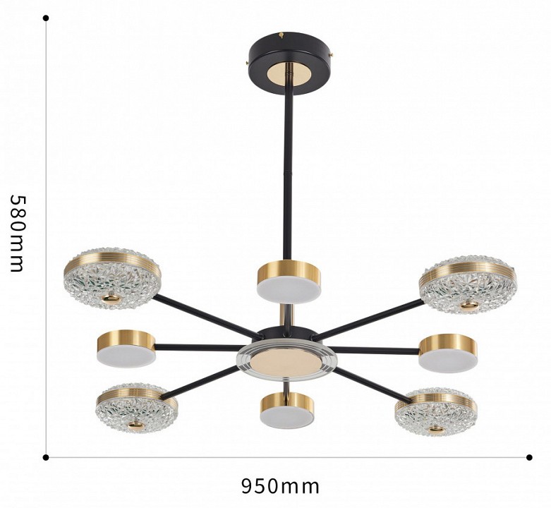 Люстра на штанге arte milano ferrara-72069 272069/8 bk/gd