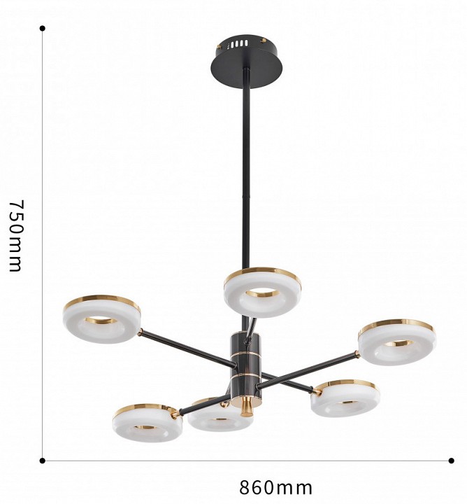 Люстра на штанге arte milano ferrara-72999 276699/6 bk/gd