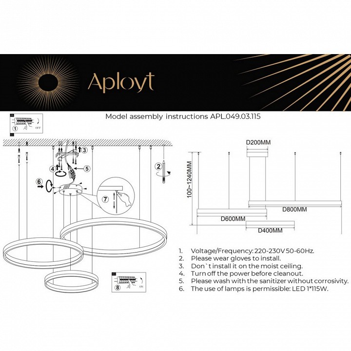 Подвесной светильник aployt armel apl.049.03.115