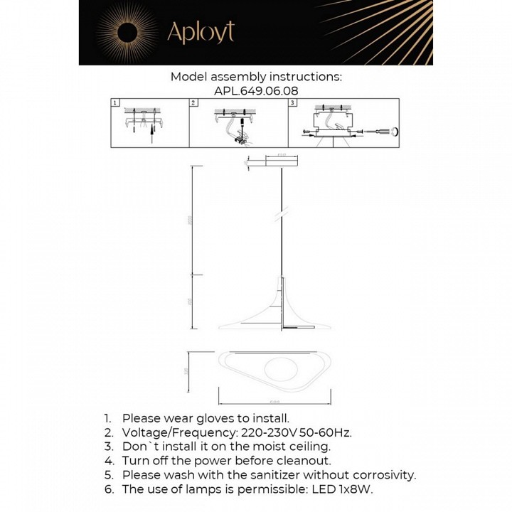 Подвесной светильник aployt silvi apl.649.06.08