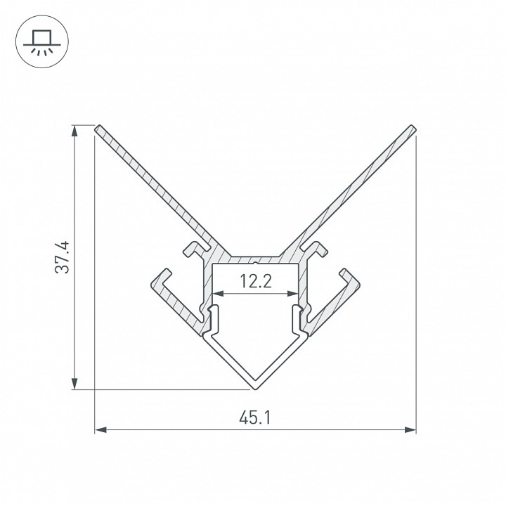 Профиль arlight arh-decore-s12-ext-2000 anod внешний 023889
