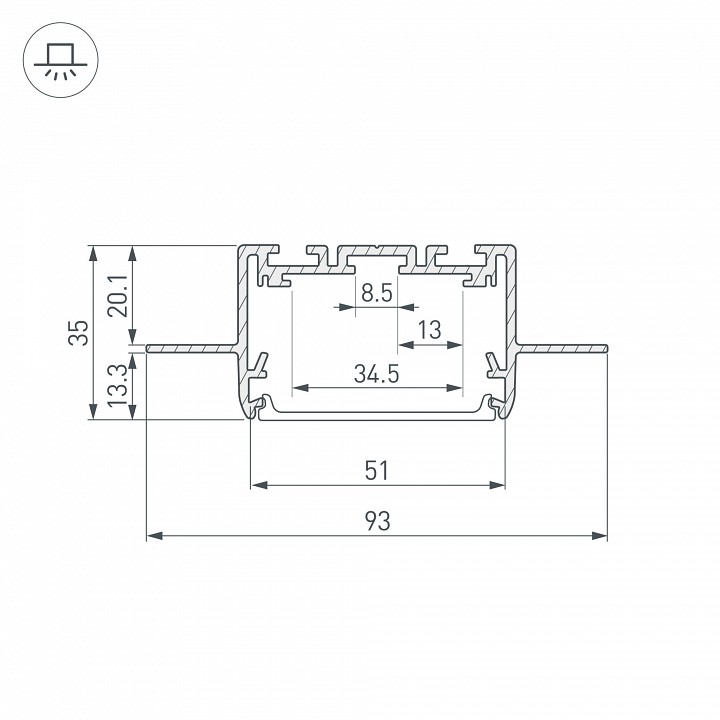 Профиль встраиваемый arlight sl-linia 035650