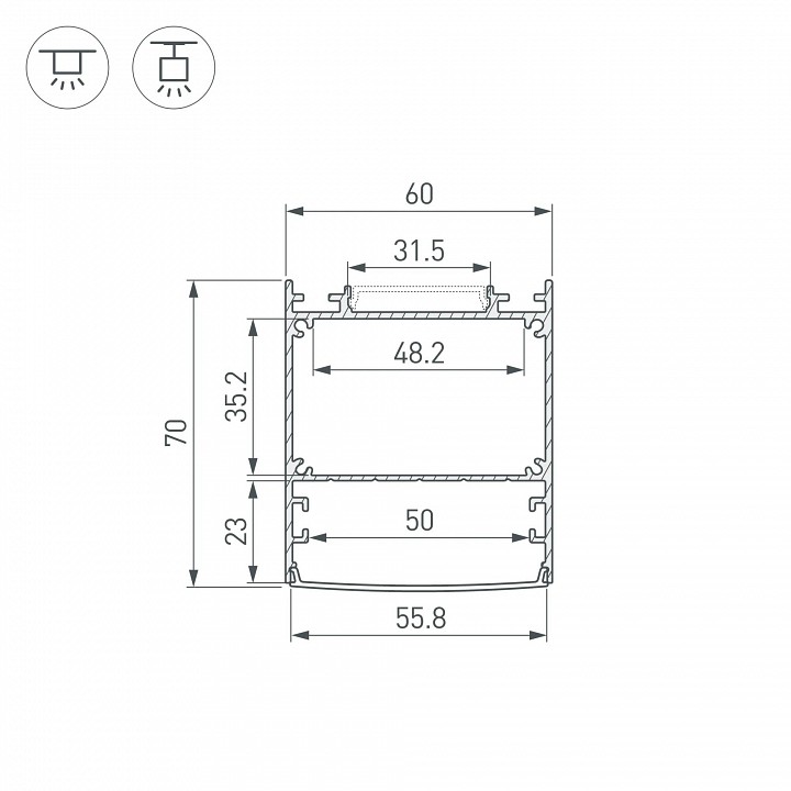 Профиль накладной arlight sl-line 047506