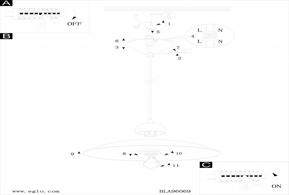 Подвесной светильник eglo vetro 96073