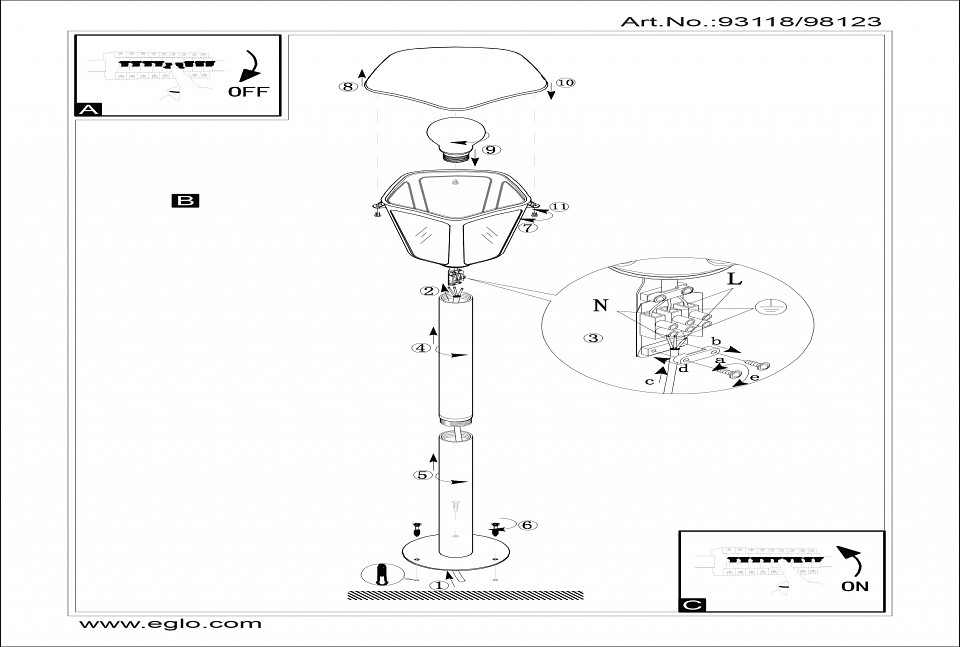 Наземный низкий светильник eglo monreale 98123