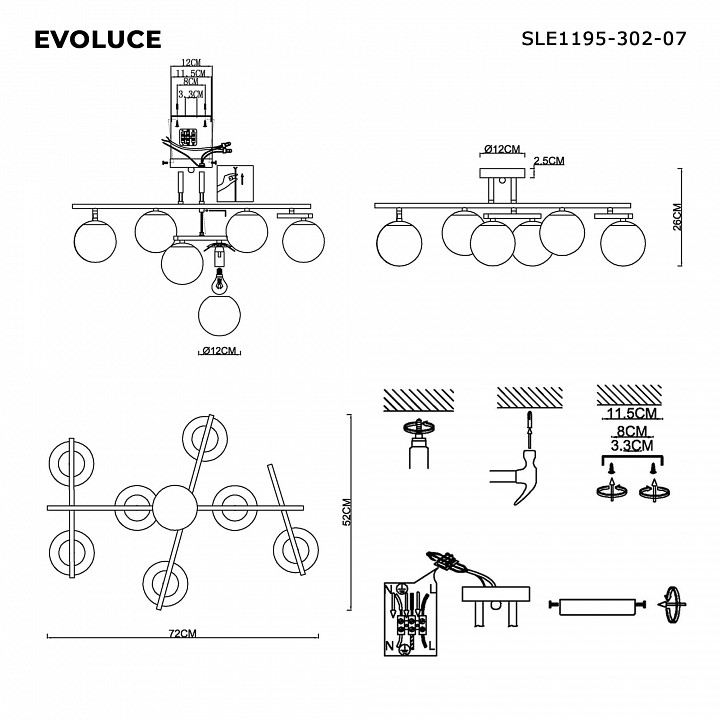 Потолочная люстра evoluce sierra sle1195-302-07