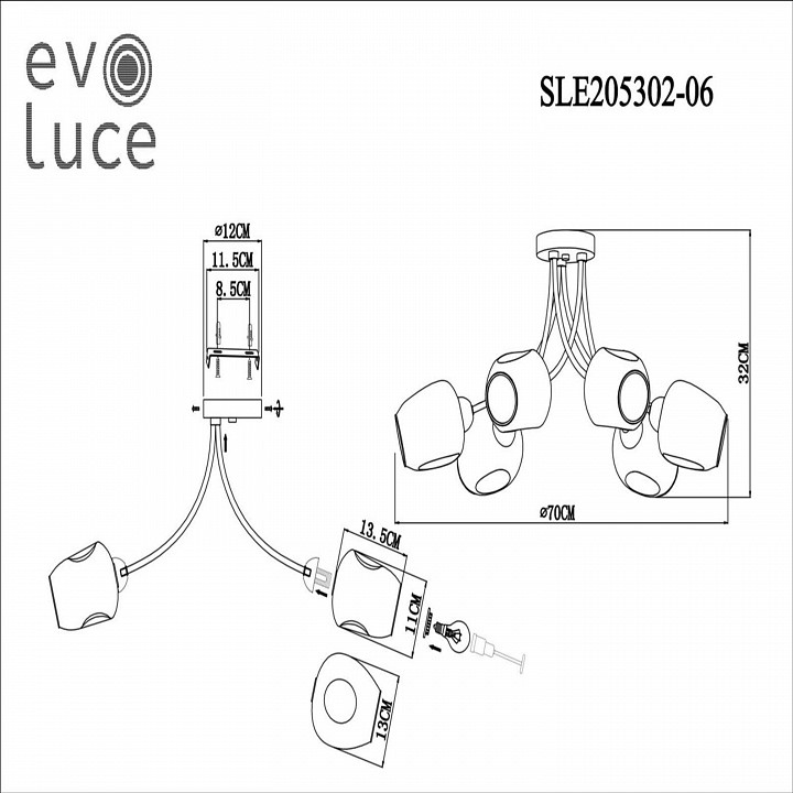 Потолочная люстра evoluce besano sle205302-06