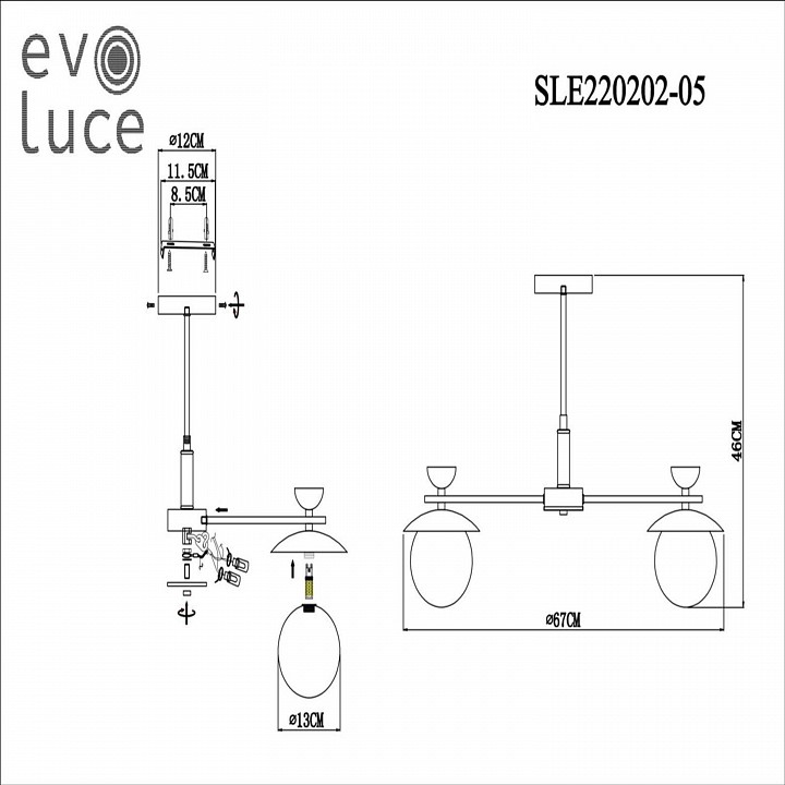 Люстра на штанге evoluce genova sle220202-05
