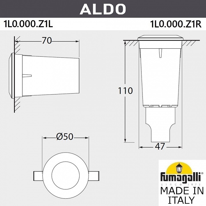 Встраиваемый в дорогу светильник fumagalli aldo 1l0.000.000.lxz1l