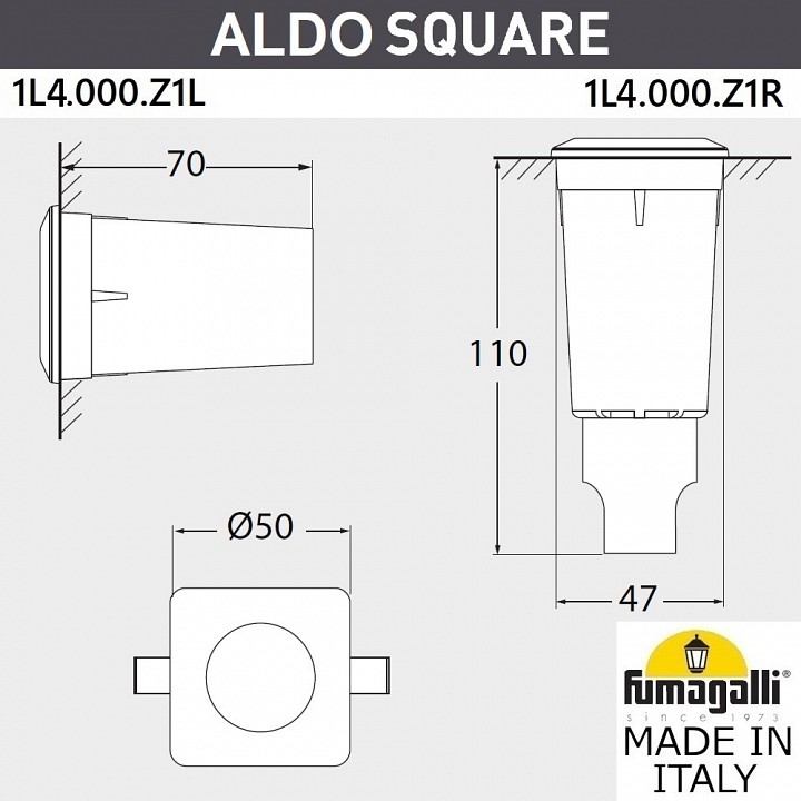 Встраиваемый в дорогу светильник fumagalli aldo 1l4.000.000.lxz1l