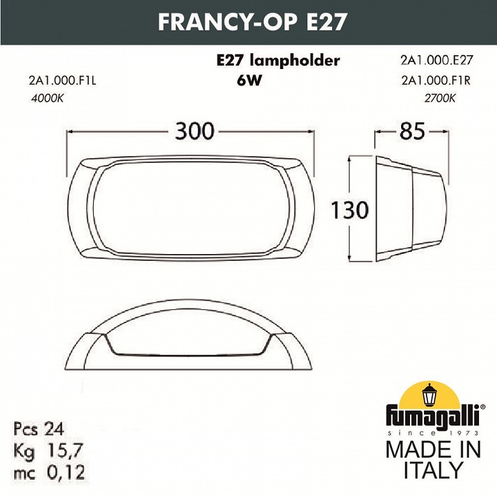 Накладной светильник fumagalli francy 2a1.000.000.wyf1r
