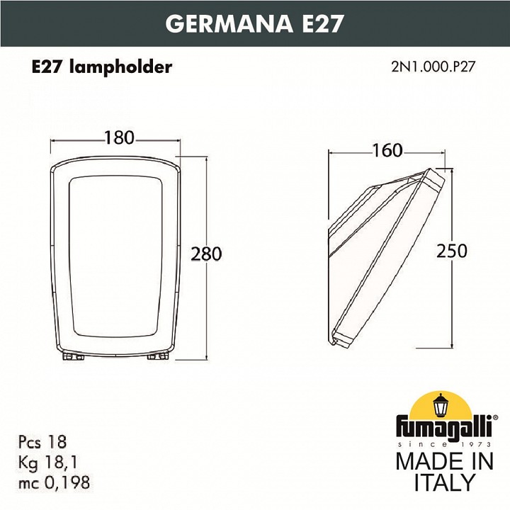 Светильник на штанге fumagalli germana 2n1.000.000.lyf1r