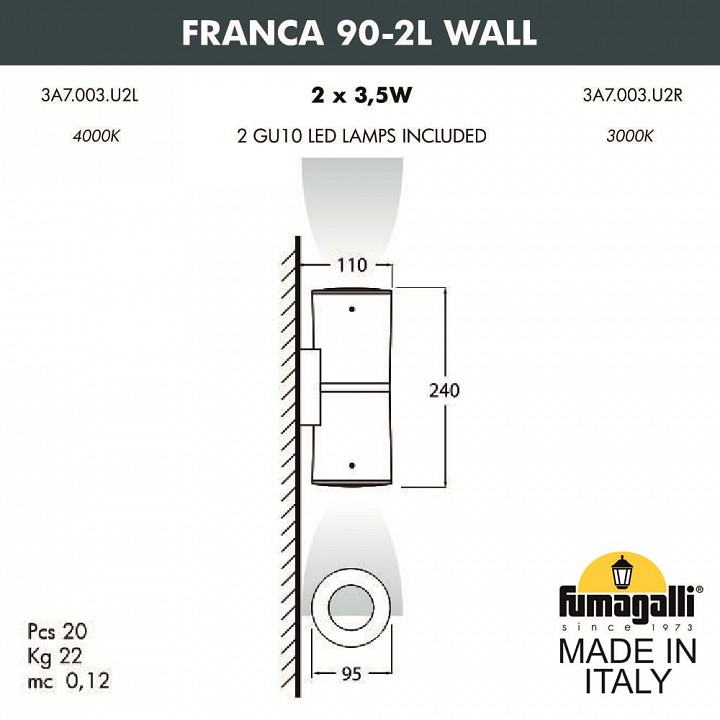 Светильник на штанге fumagalli franca 90 3a7.003.000.wxu2l