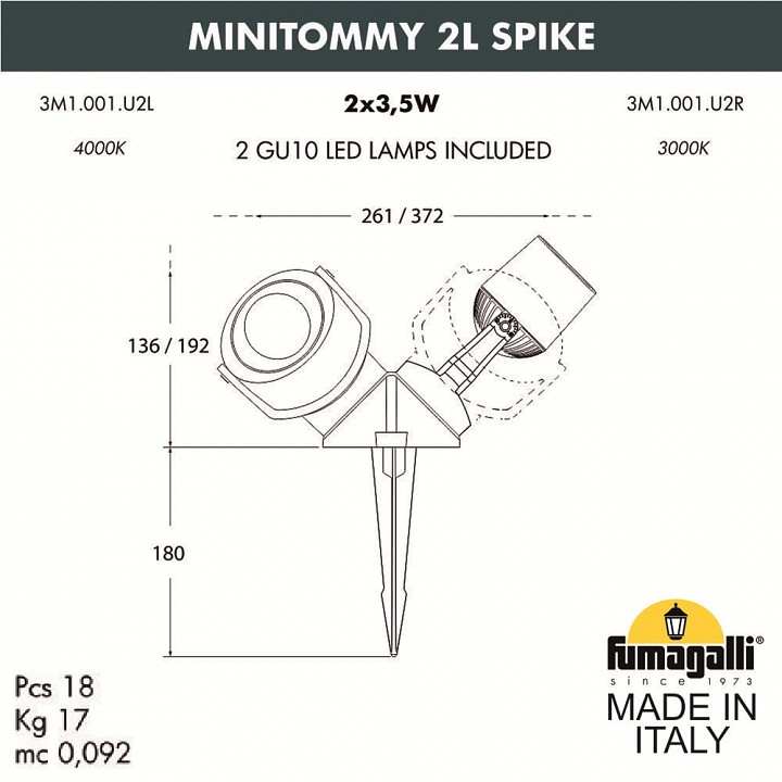 Наземный низкий светильник fumagalli minitommy 3m1.001.000.lxu2l