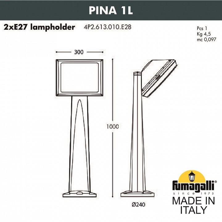 Наземный высокий светильник fumagalli guizeppe 4p2.613.010.lyf1r