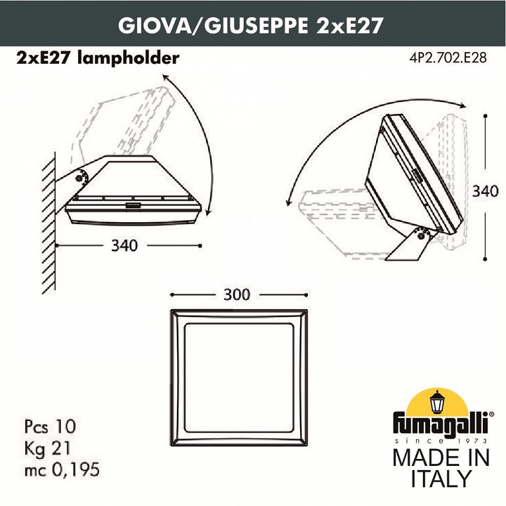 Светильник на штанге fumagalli guizeppe 4p2.702.000.lyf1r