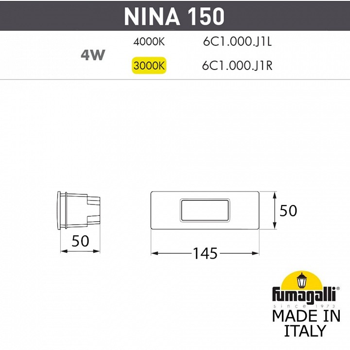 Встраиваемый светильник fumagalli nina 6c1.000.000.byj1l