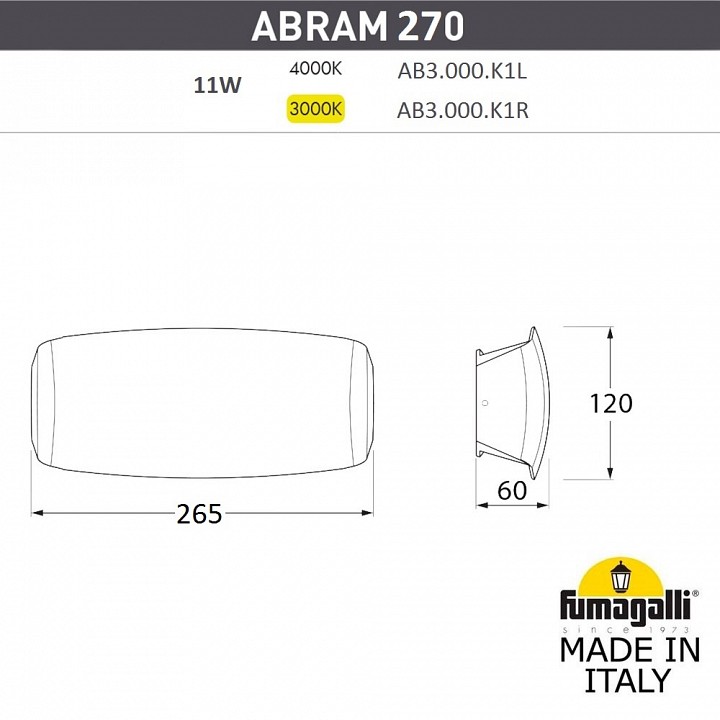 Накладной светильник fumagalli abram ab3.000.000.lxp1l