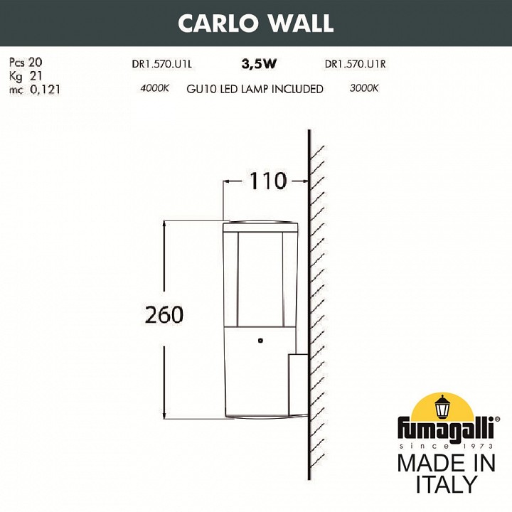 Светильник на штанге fumagalli carlo dr1.570.000.axu1l