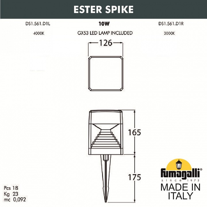 Наземный низкий светильник fumagalli ester ds1.561.000.axd1l