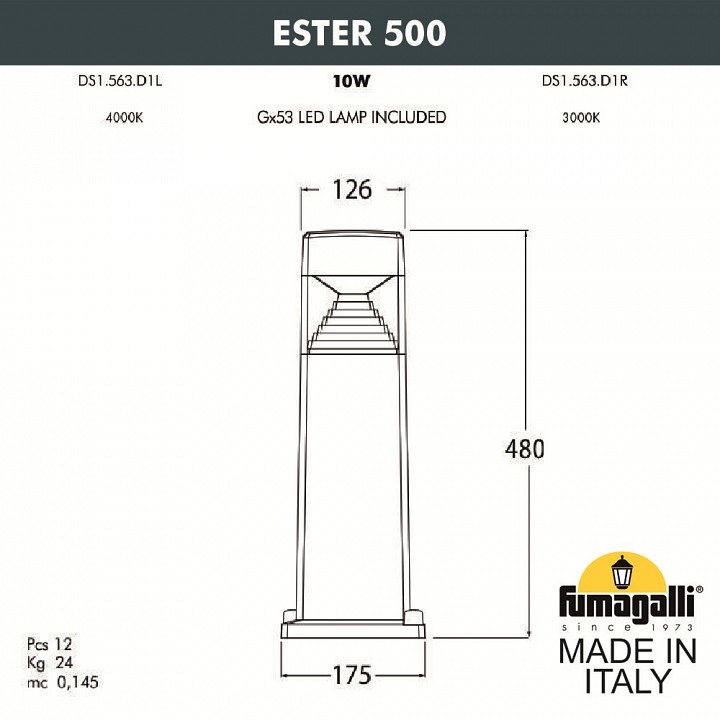 Наземный низкий светильник fumagalli ester ds1.563.000.lxd1l