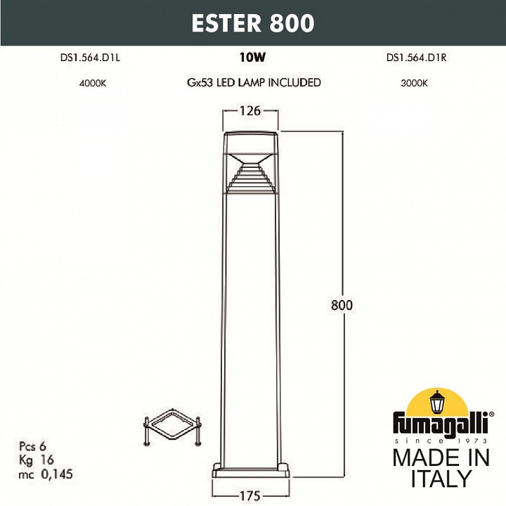 Наземный низкий светильник fumagalli ester ds1.564.000.wxd1l