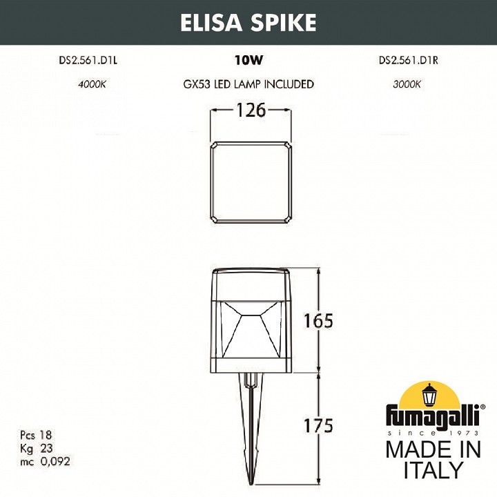 Наземный низкий светильник fumagalli elisa ds2.561.000.axd1l