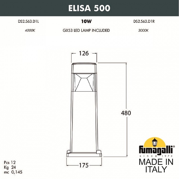Наземный низкий светильник fumagalli elisa ds2.563.000.axd1l