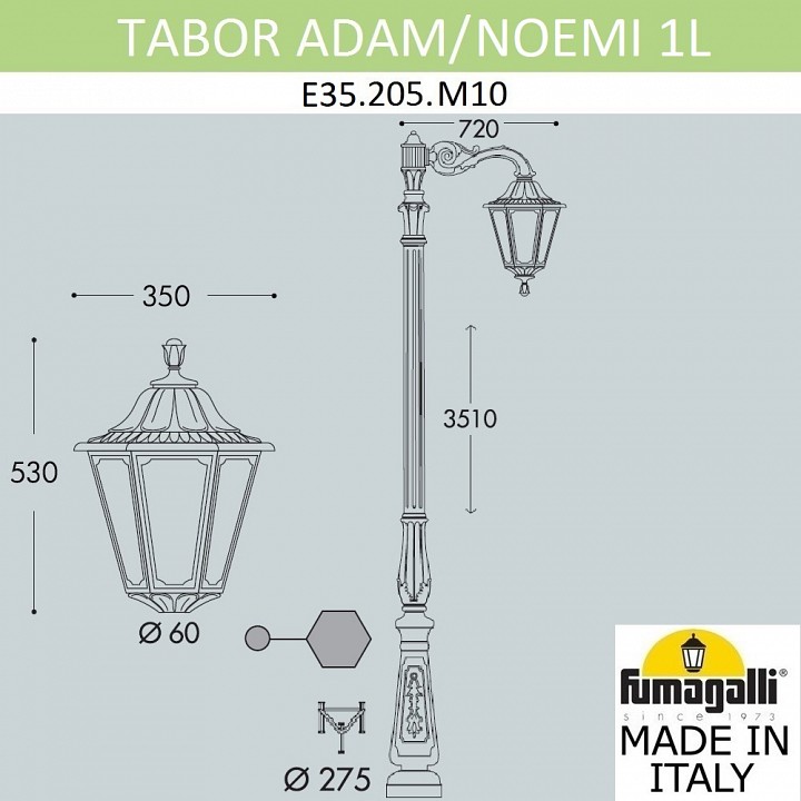 Фонарный столб fumagalli noemi e35.205.m10.wyh27