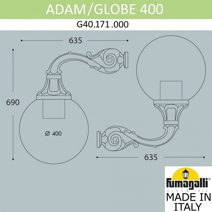 Светильник на штанге fumagalli globe 400 g40.171.000.aye27