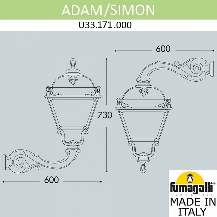 Светильник на штанге fumagalli simon u33.171.000.axh27