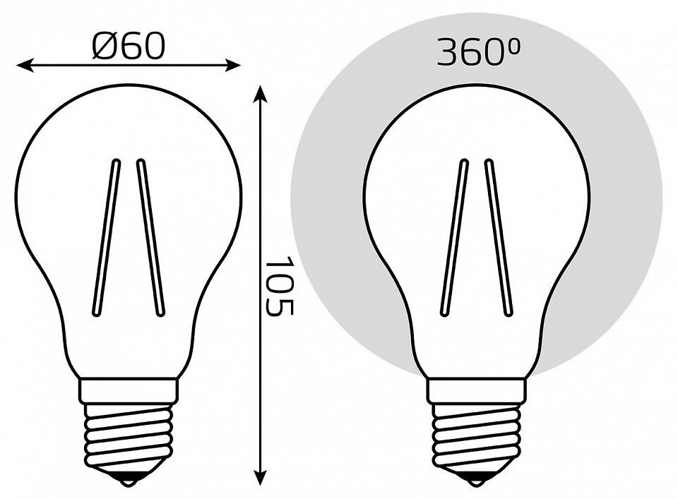 Лампа светодиодная gauss filament elementary e27 9вт 2700k 22219