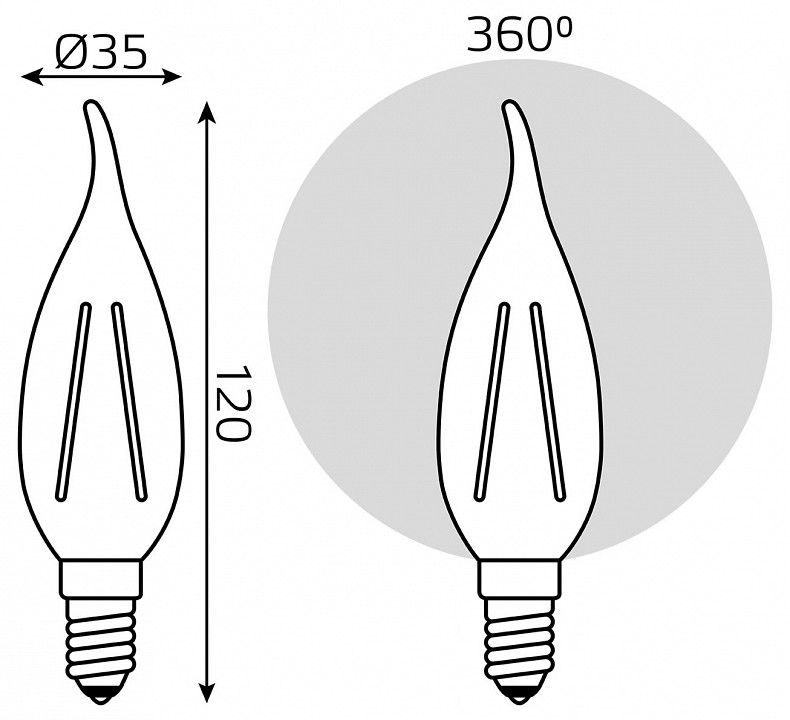 Лампа светодиодная gauss filament elementary e14 10вт 4100k 42120