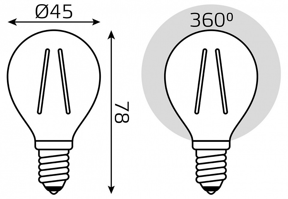 Лампа светодиодная gauss filament elementary e14 8вт 4100k 52128