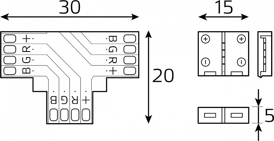 Соединитель лент t-образный жесткий gauss basic bt430