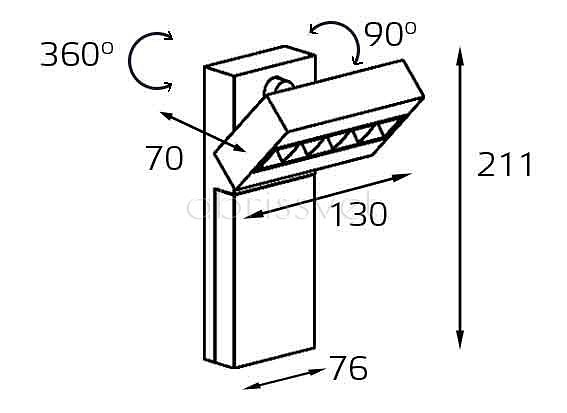 Настенно-потолочный прожектор italline focus cold focus cold white/black/bl