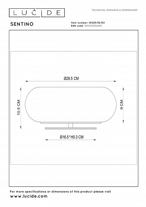 Настольная лампа декоративная lucide sentino 10525/30/53