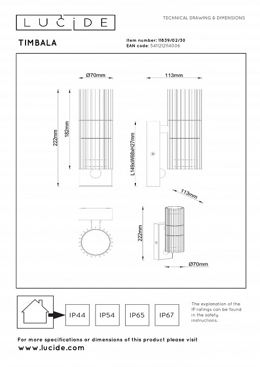 Светильник на штанге lucide timbala 11839/02/30