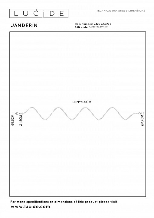Накладной светильник lucide janderin 24205/54/05