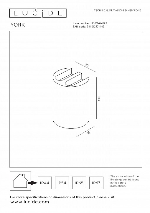 Накладной светильник lucide york 33811/04/97