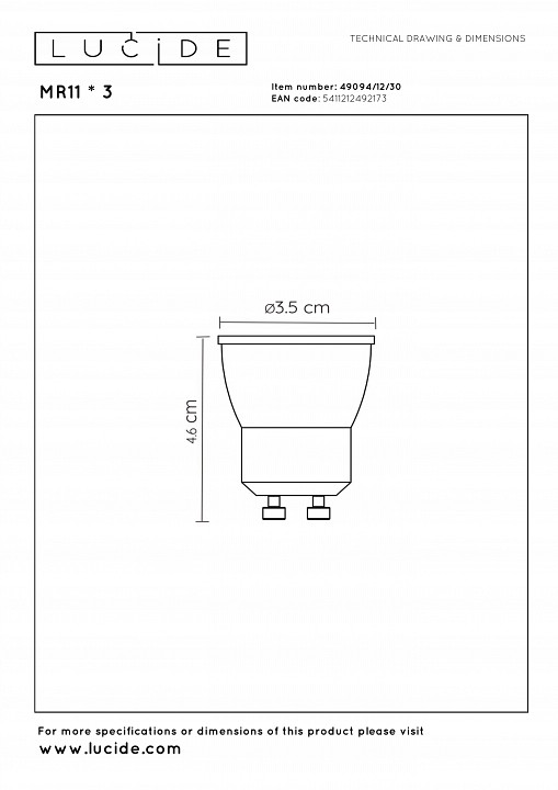 Набор их 3 ламп светодиодных lucide  49094/12/30