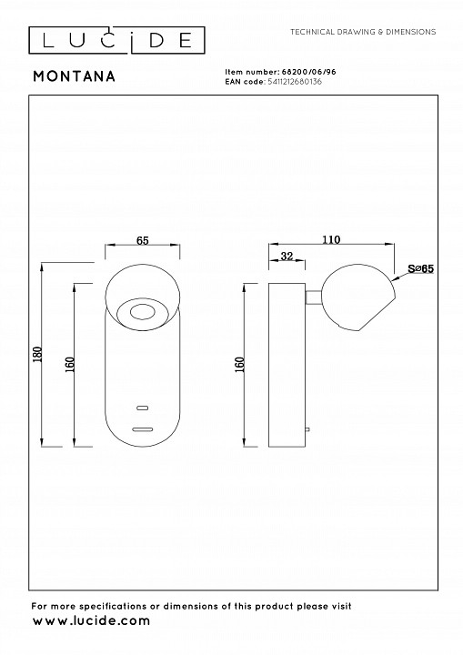 Бра lucide montana 68200/06/96