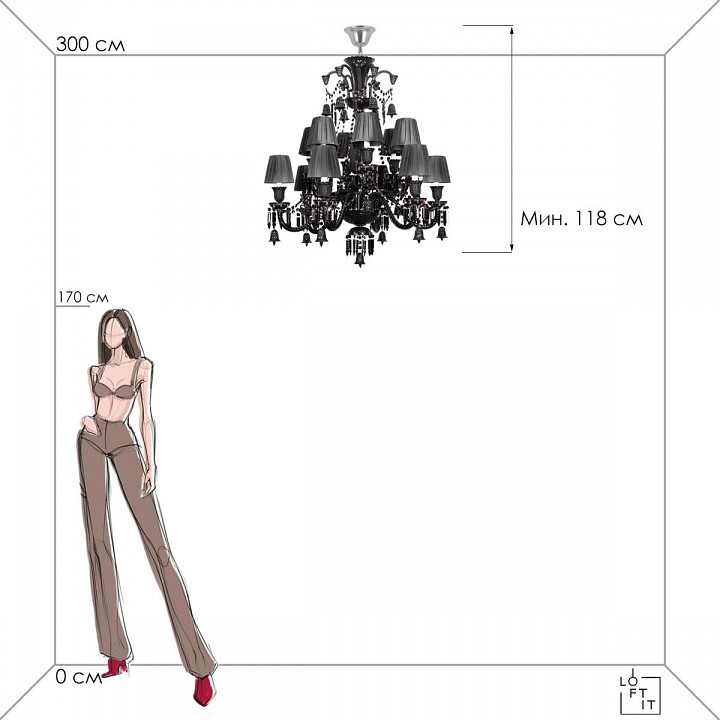 Подвесная люстра loft it zenith 10210/12 black