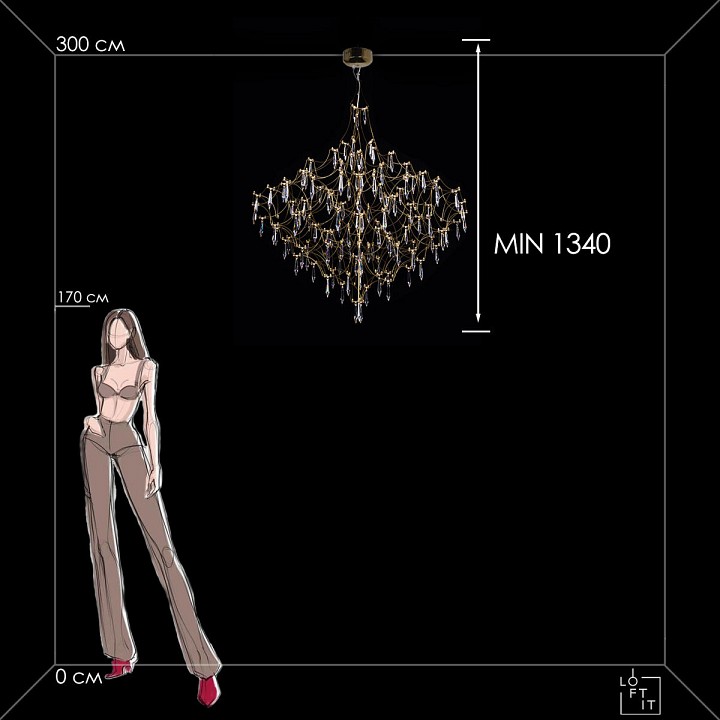 Подвесная люстра loft it mira 10259/1000 gold asfour