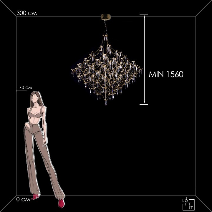 Подвесная люстра loft it mira 10259/1200 gold asfour