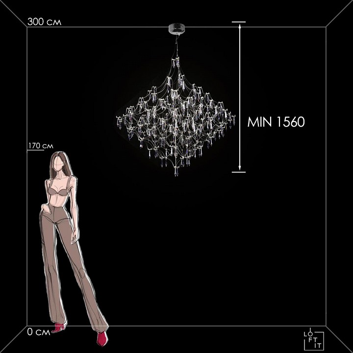 Подвесная люстра loft it mira 10259/1200 silver asfour